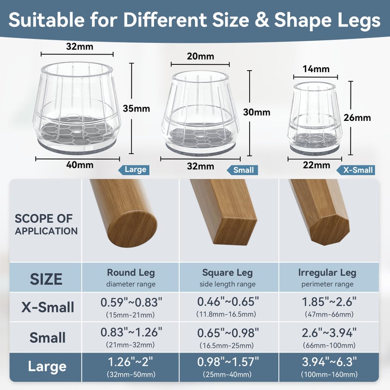 Violibar 24PCS Silicone Chair Leg Floor Protectors for Hardwood Floors, Thicken Rubber Chair Leg Cap Covers, Non Slip Furniture Leg Pads to Protect Wood Tile Floors from Scratches and Reduce Noise - Image 3